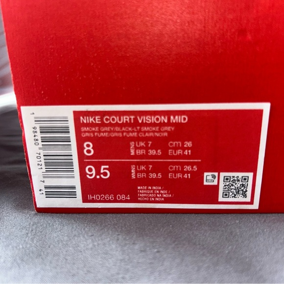 Nike Men's Gray and Black Court Vision Mid High-Top Sneakers - Picture 2 of 4